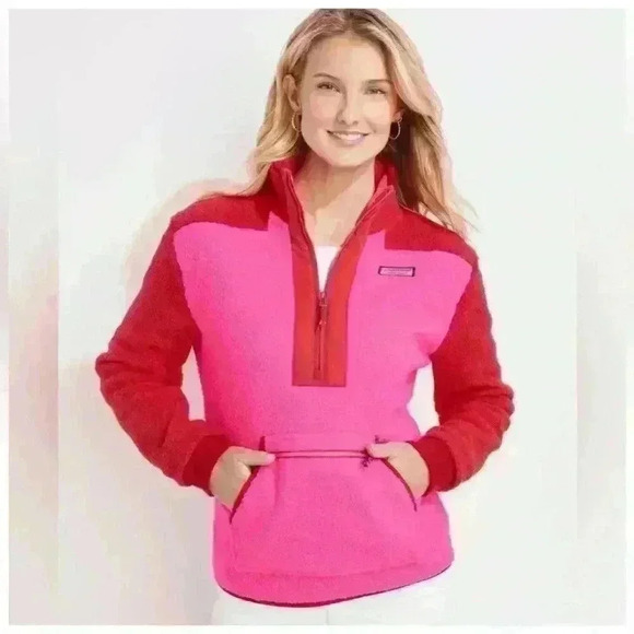 Host Pick 📸Vineyard Vines Color-Blocked Sherpa Supershep Women's Jacket - Picture 1 of 11